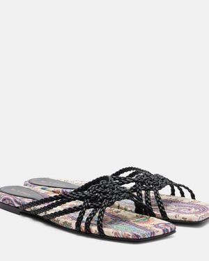 Etro Bedruckte Pantoletten Aus Leder - Weiß