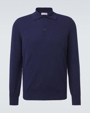 Brunello Cucinelli Cashmere Polo Jumper - Blue