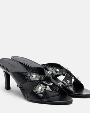Balenciaga Cagole Leather Mules - Black