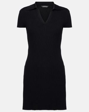 Balenciaga Wool-Blend Polo Dress - Black