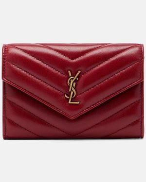 Saint Laurent Cassandre Leather Card Holder - Red
