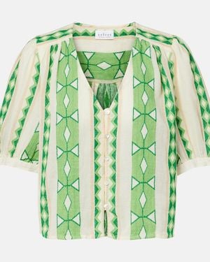 Velvet Marissa Cotton Jacquard Blouse - Green