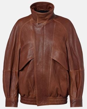 Nour Hammour Ariste Leather Bomber Jacket - Brown