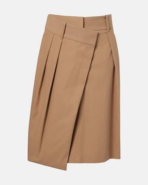 Loewe Asymmetric Cotton Twill Midi Skirt - Natural