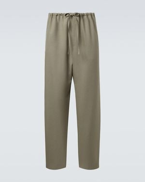 Calvin Klein Benjamin Wool Straight Trousers - Green