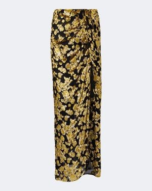 Balmain Embellished Jacquard Velvet Maxi Skirt - Metallic