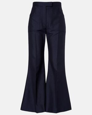 Valentino Wool And Mohair Flared Trousers - Blue