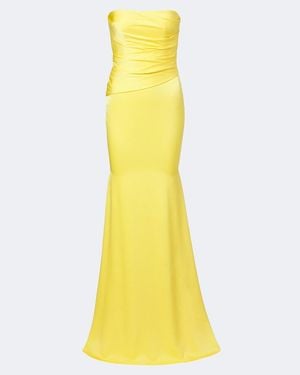 Alex Perry Satin Crepe Bustier Gown - Yellow