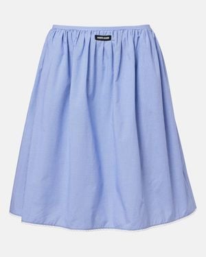 Miu Miu Gingham Lace-Trimmed Cotton Midi Skirt - Blue