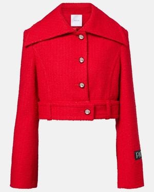 Patou Cropped Wool-Blend Tweed Jacket - Red