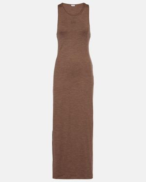 Loewe Wool Dress With Anagram Logo - Brown