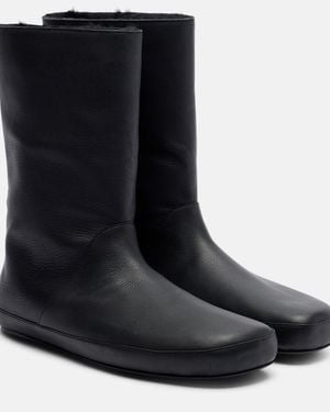 The Row Toni Shearling-Lined Leather Ankle Boots - Black
