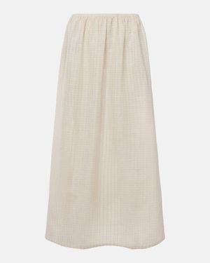 Asceno Rafaela Cotton And Linen Maxi Skirt - White