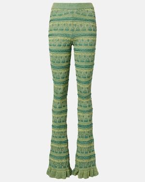 Etro Crochet Cotton Flared Trousers - Green