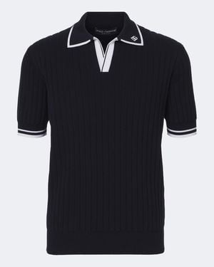 Dolce & Gabbana Embroidered Cotton Polo Shirt - Black