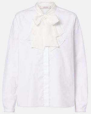 Dorothee Schumacher Pure Power Bow-Detail Cotton-Blend Poplin Blouse - White