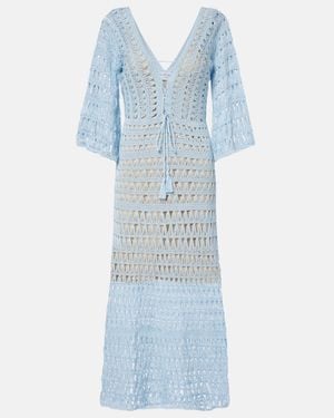 Anna Kosturova Crochet Cotton Maxi Dress - Blue