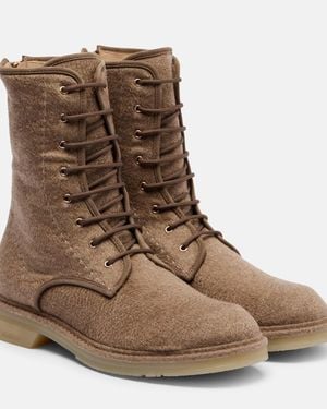 Max Mara Schnuerstiefel Baker Aus Kaschmir - Braun
