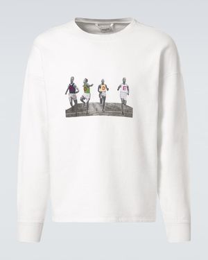 Bode Finish Line Patch-Applique Cotton Sweatshirt - White