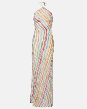 Missoni Zigzag Halterneck Lame Maxi Dress - Metallic
