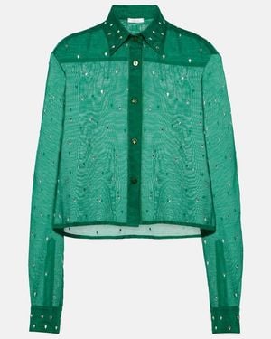 Oséree Gem Crystal-Embellished Cotton And Silk Shirt - Green