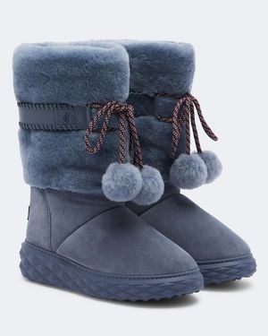 Jimmy Choo Cobi Shearling-Trimmed Suede Platform Boots - Blue