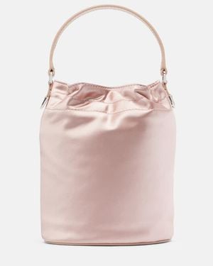 STAUD Lila Leather-Trimmed Satin Bucket Bag - Pink