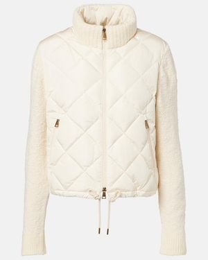 Moncler Down-Paneled Cotton-Blend Cardigan - Natural