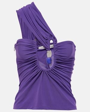 Christopher Esber Helix Cutout Embellished Jersey Top - Purple