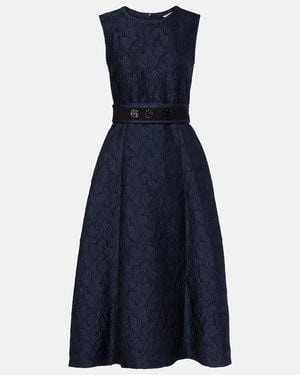 Max Mara Belted Jacquard Midi Dress - Blue