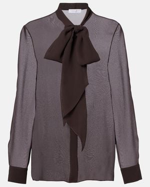 Gabriela Hearst Shildon Tie-Neck Silk Blouse - Brown