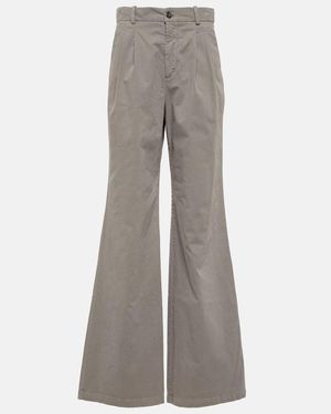 Nili Lotan Flavie Cotton-Blend Wide-Leg Trousers - Grey
