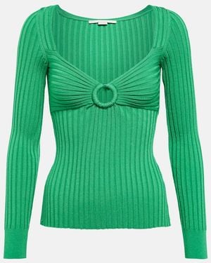 Stella McCartney Ribbed-Knit Top - Green