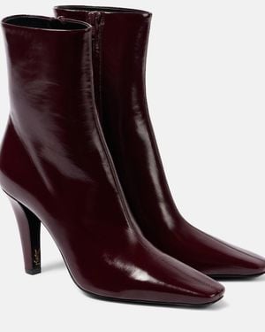 Saint Laurent Jill 95 Leather Ankle Boots - Purple