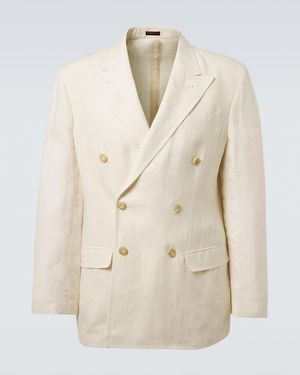 Rubinacci Double-Breasted Linen Blazer - Natural