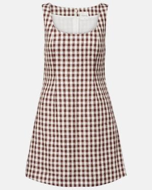 Posse Sadie Gingham Linen Minidress - White