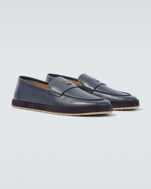 Brunello Cucinelli Leather Penny Loafers - Blue
