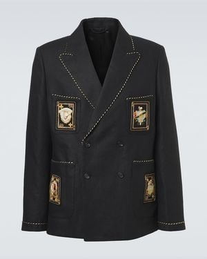 Bode Bullion Card Linen Suit Jacket - Black