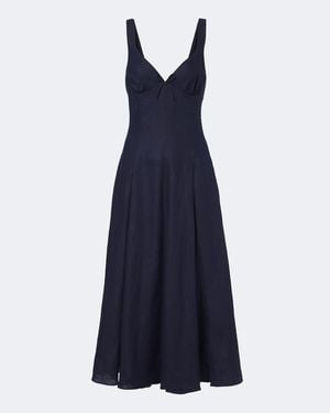 Faithfull the Brand Robe Midi Adalee En Lin - Bleu