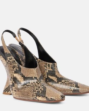 Dries Van Noten Snake-Effect Leather Wedges - Metallic
