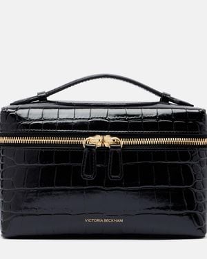 Victoria Beckham Vanity Croc-Effect Leather Vanity Bag - Black