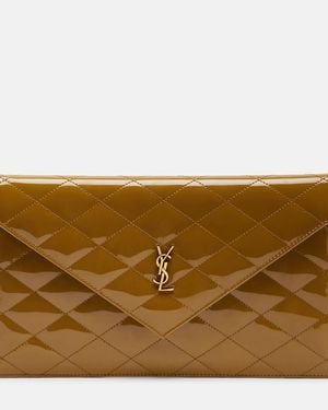 Saint Laurent Pochette Paris En Cuir Matelasse - Neutre