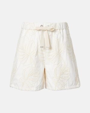 Moncler Bestickte Shorts Aus Baumwolle - Weiß