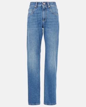 Brunello Cucinelli High-Rise Straight Jeans - Blue