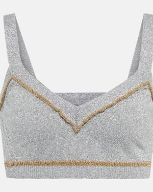 Rabanne Cropped-Top Aus Strick - Grau