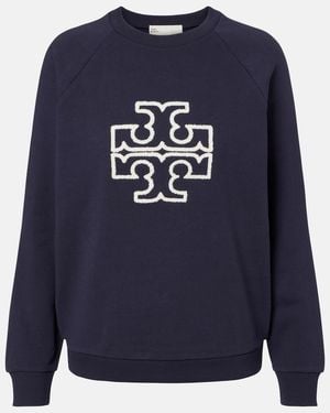 Tory Burch Logo Cotton Jersey Sweatshirt - Blue