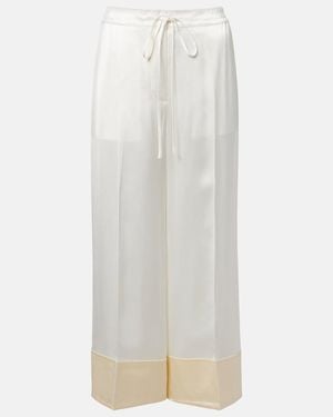 TOTEME Cropped Satin Wide-Leg Trousers - White