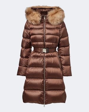 Moncler Shearling-Trimmed Down Coat - Brown