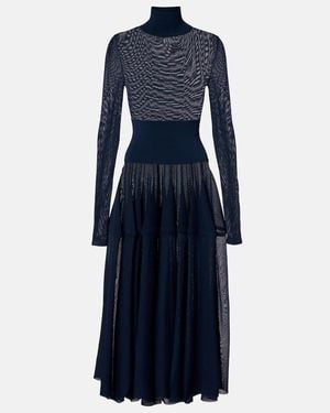 Alaïa Sheer Midi Dress - Blue