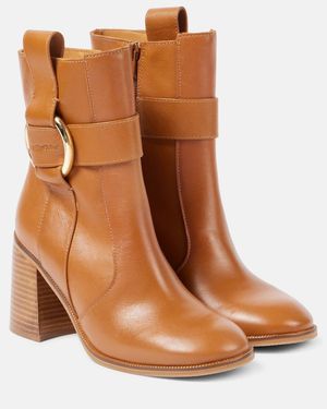 See By Chloé New Ring 80 Leather Ankle Boots - Brown